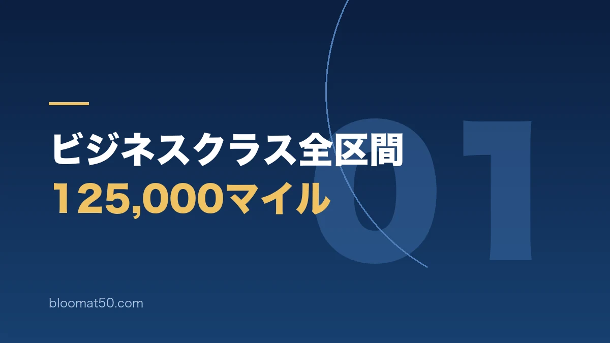 ANA世界一周特典航空券のビジネスクラス必要マイル数125000マイル